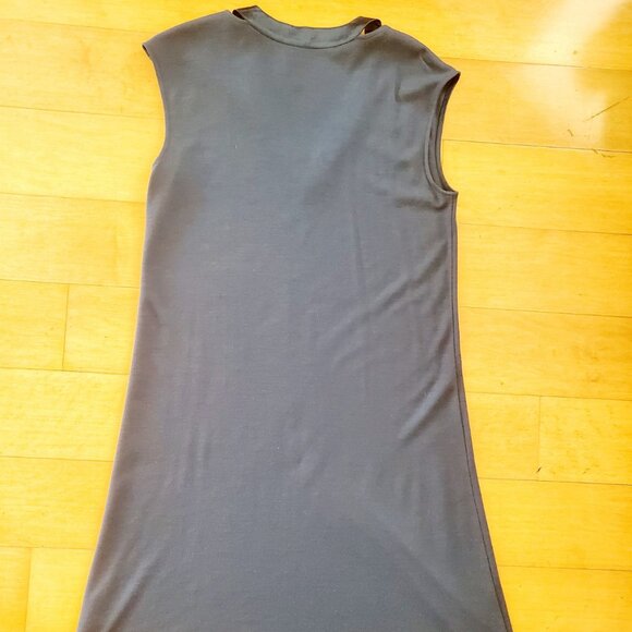 Navy Blue Wool Embellished Dress - Picture 2 of 6